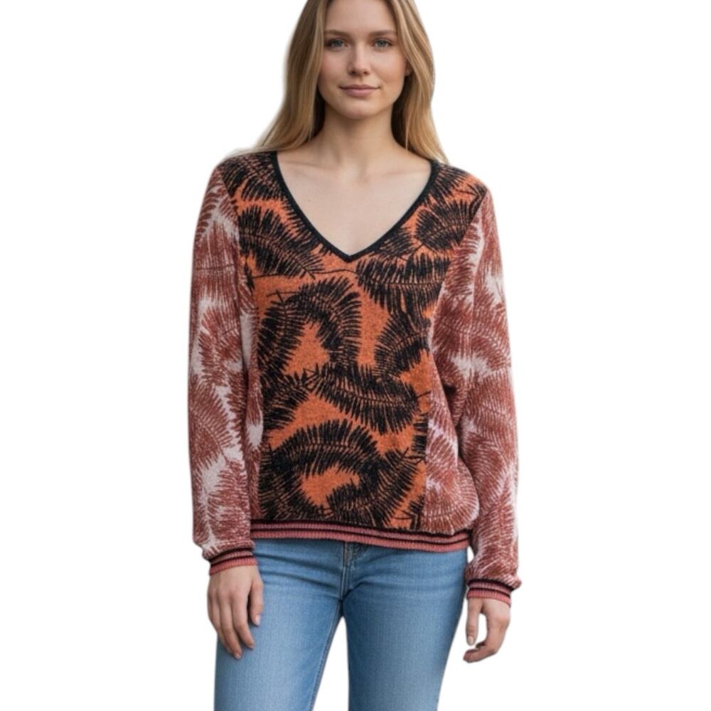 Sita Murt Linen Blend Metallic Knit V Neck Sweater Size Medium 38
